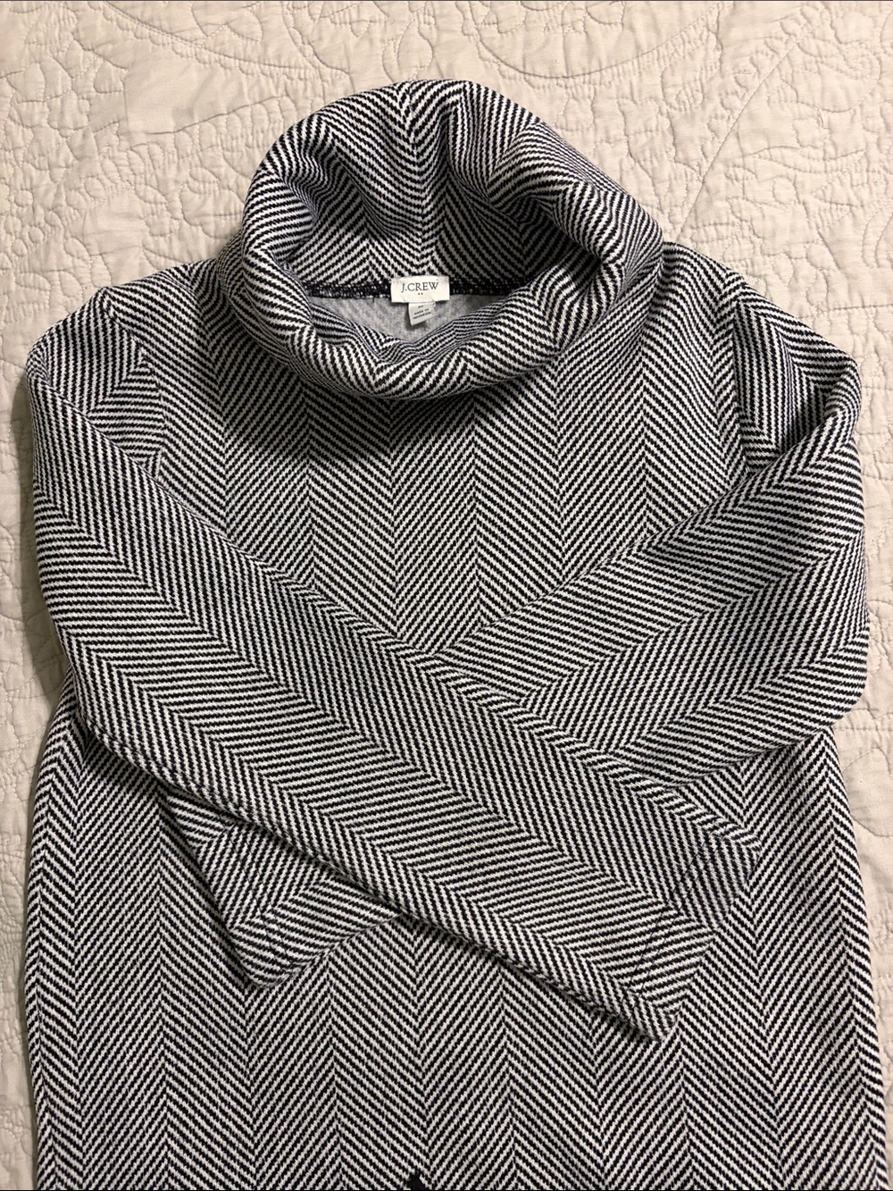 J. Crew Black & White Chevron Turtleneck Sweater